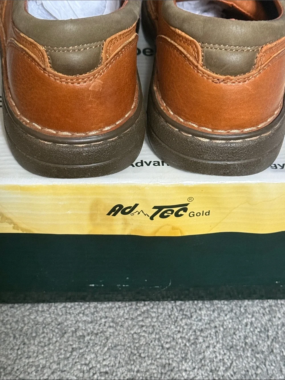 Lace-Up Leather Shoes in Tan. By Ad Tec Gold. Advanced Technology. Size 8.5.